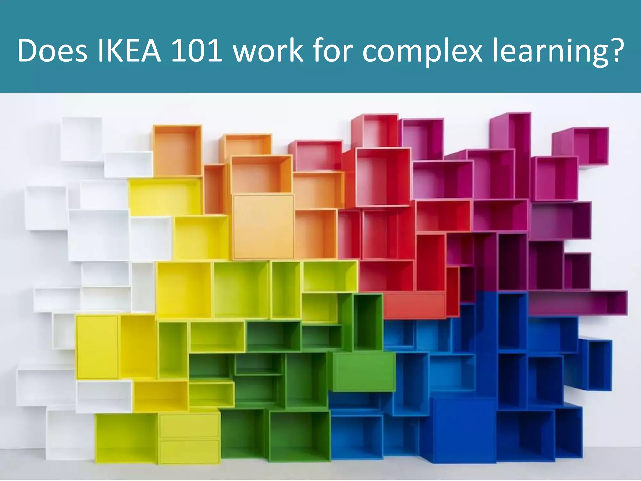 Does IKEA 101 work for complex learning?
 