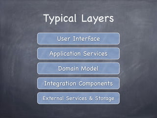 Typical Layers
     User Interface

  Application Services

     Domain Model

Integration Components

External Services &...