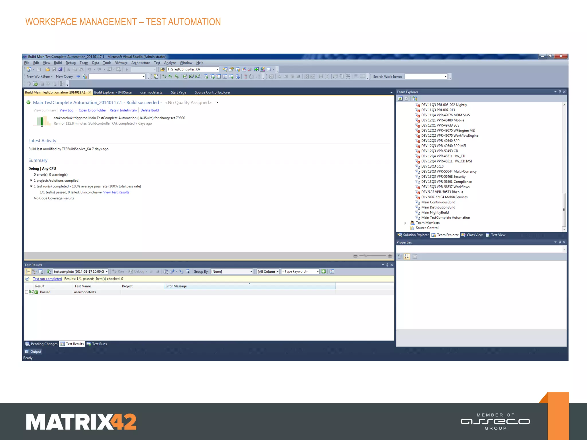 WORKSPACE MANAGEMENT – TEST AUTOMATION

 
