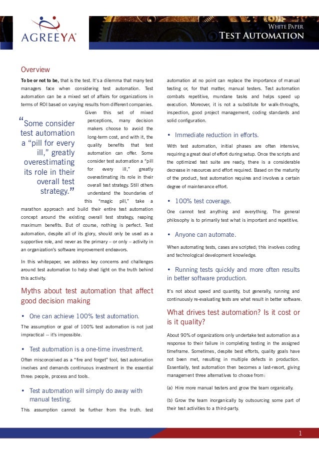 Test Automation To Be Or Not To Be