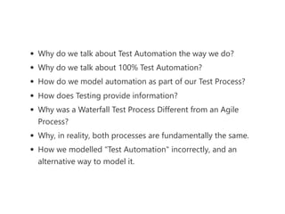 Re-thinking Test Automation and Test Process Modelling (in pictures)