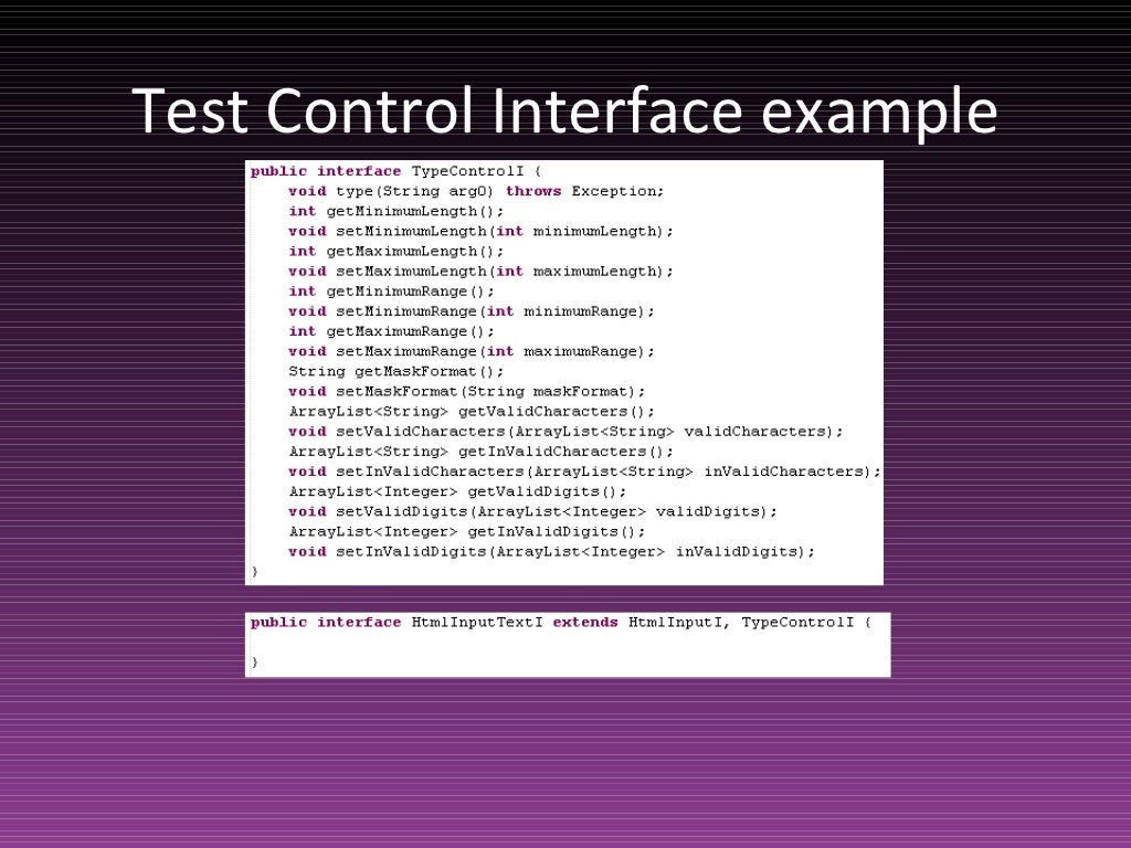 Test Control Interface example