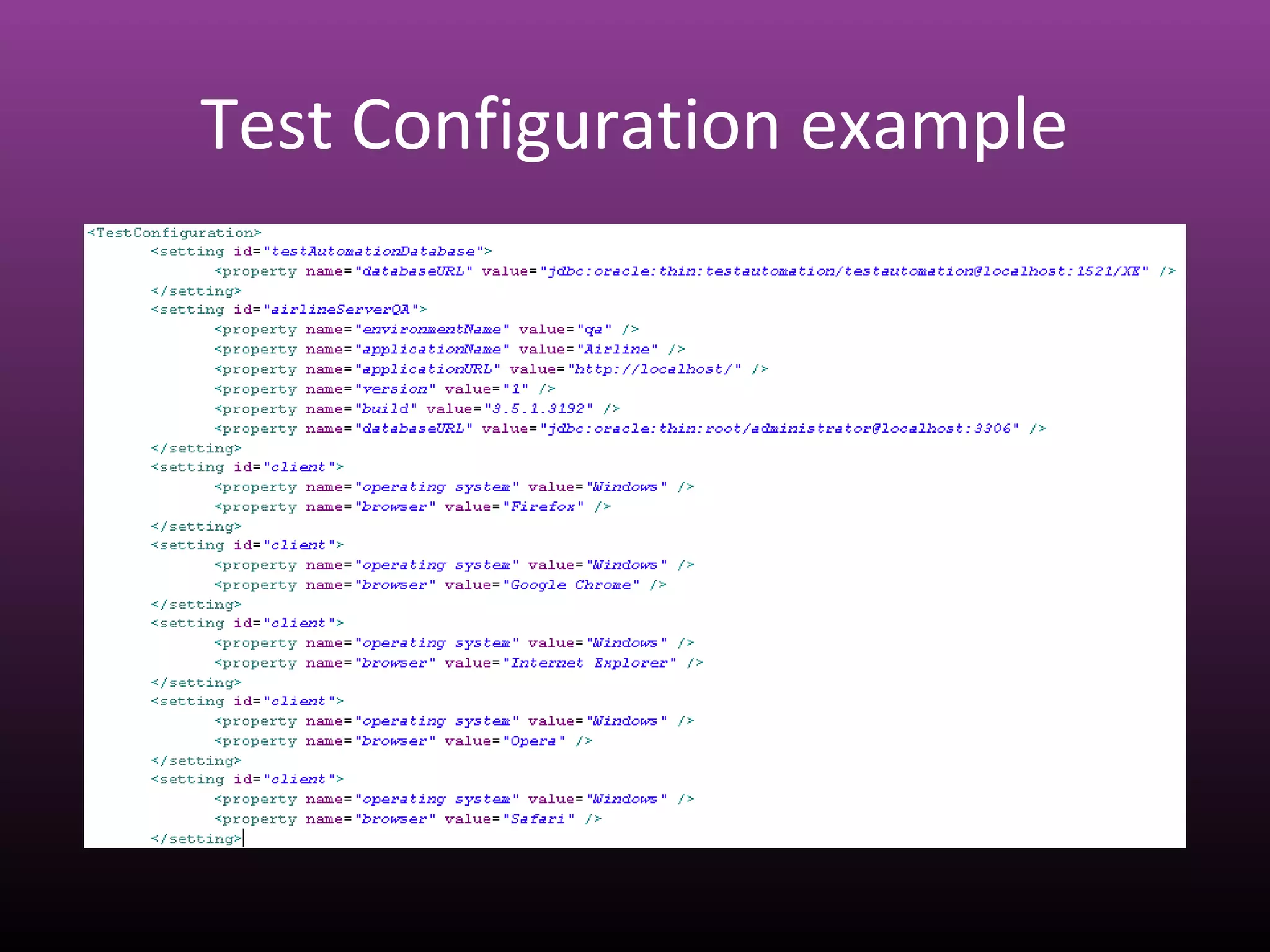 Test Configuration example
 
