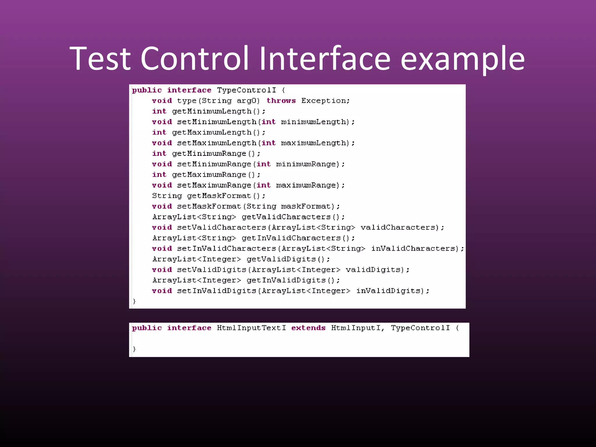 Test Control Interface example
 