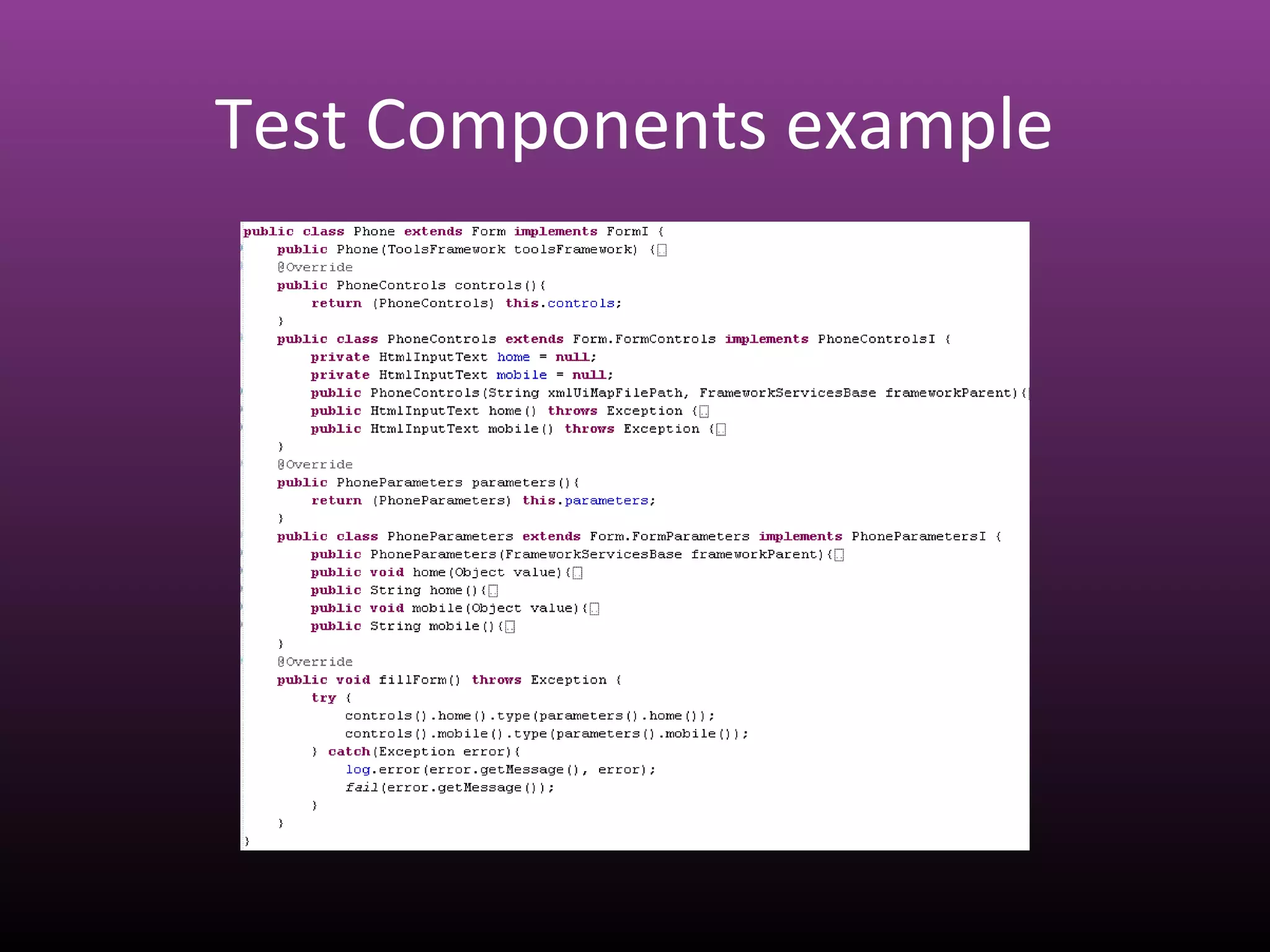 Test Components example
 