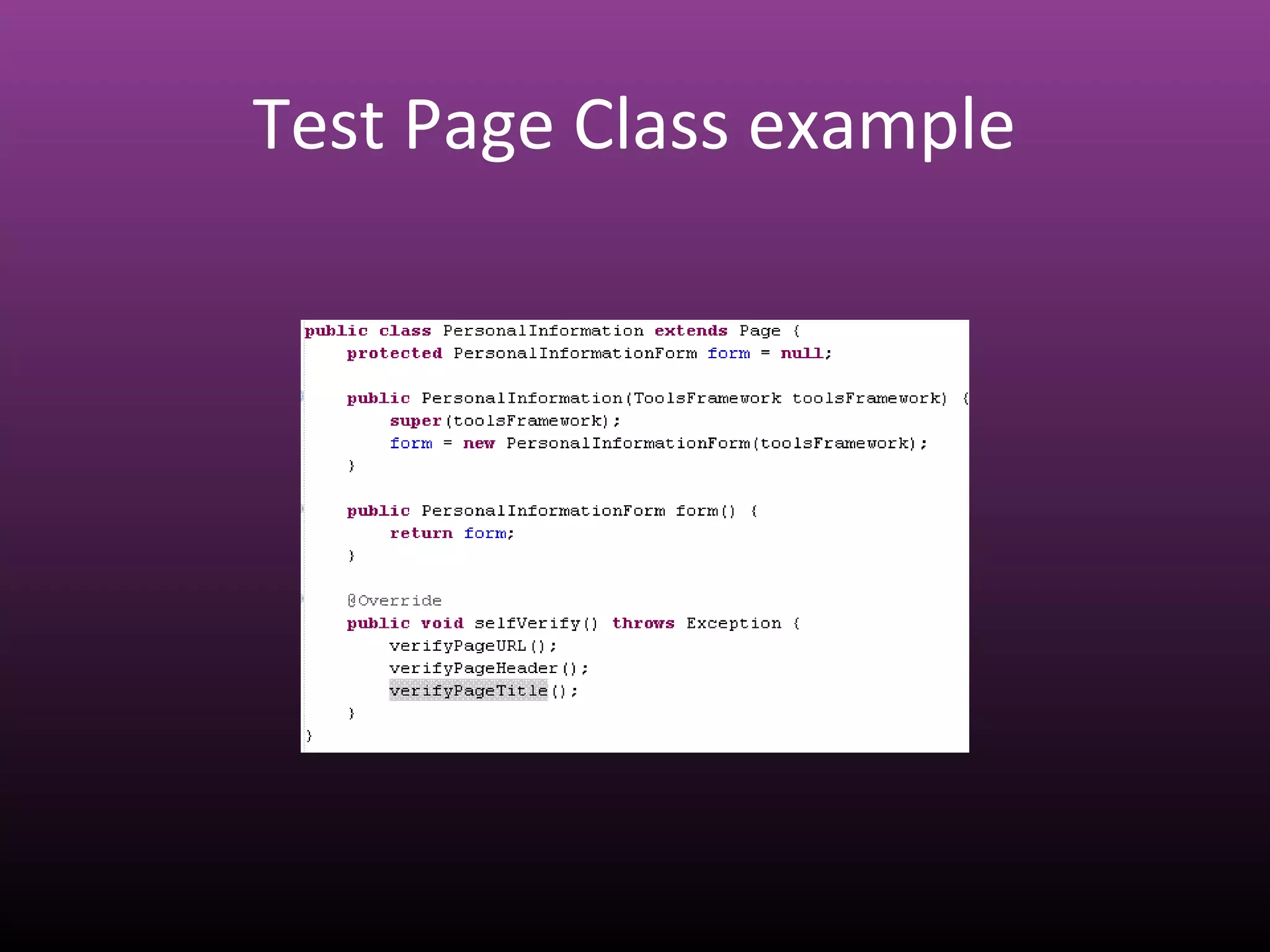 Test Page Class example
 