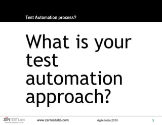 Test Automation process? What is your test automation approach? 