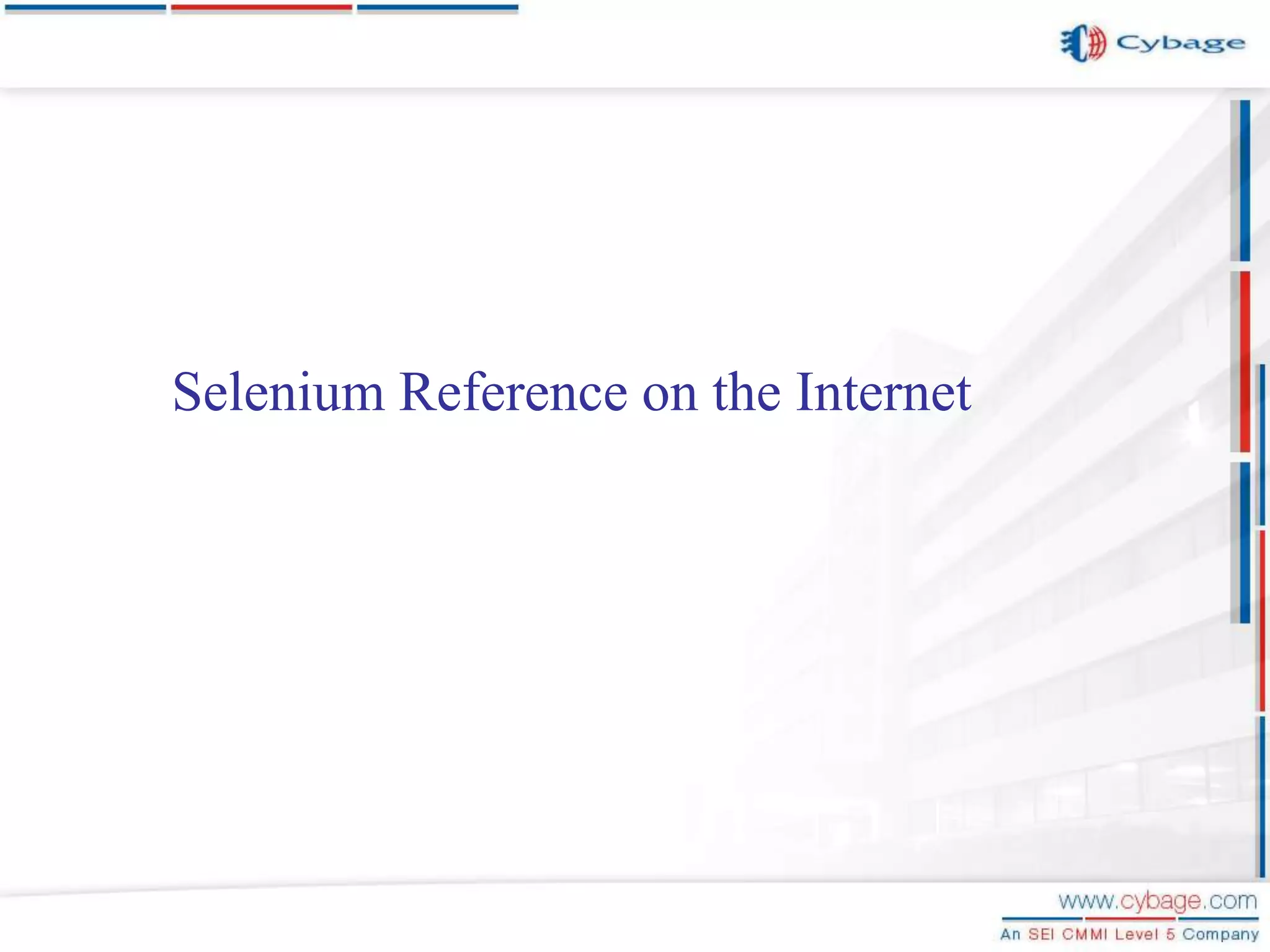 Selenium Reference on the Internet 