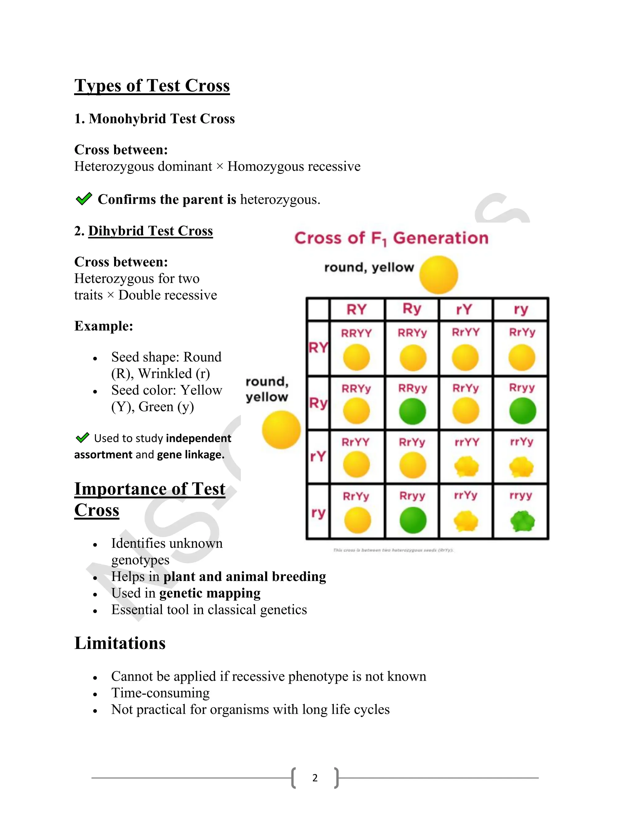 TEST & BACK CROSS Pdf Notes for Students | PDF