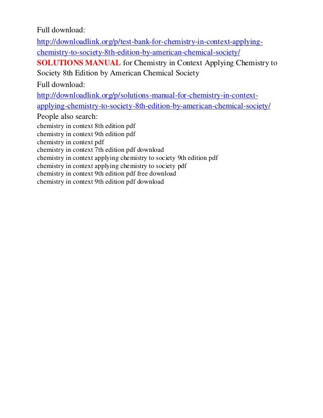 Test bank for chemistry in context applying chemistry to society 8th