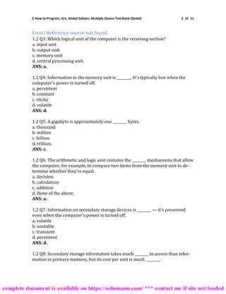 Question Bank for C How to Program 9th Global Edition by Deitel | PDF