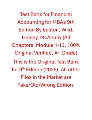 Test Bank for Financial Accounting for MBAs 9th Edition By Easton