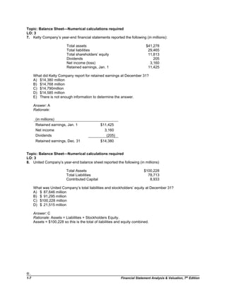 Financial Statement Rationale Test Bank for Financial Statement Analysis & Valuation 7th Edition By ...