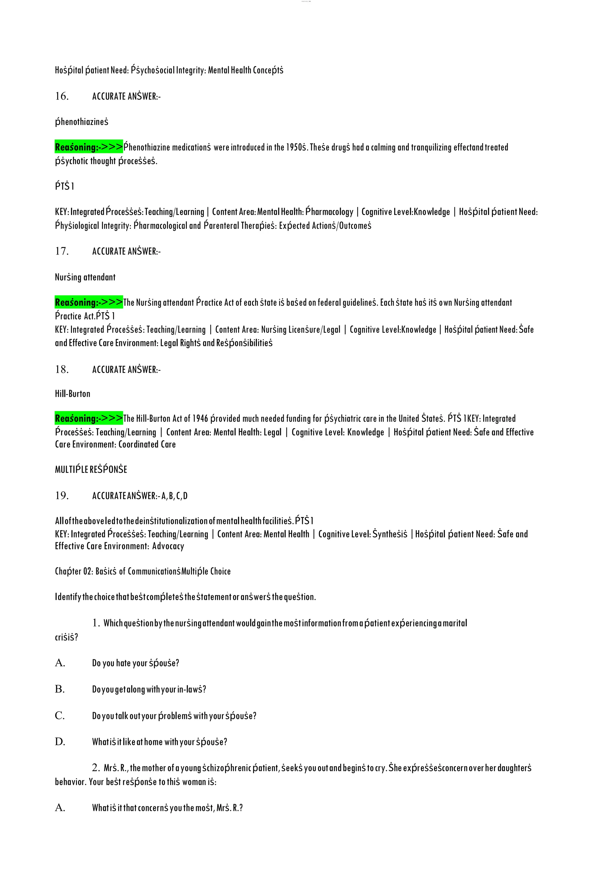 Test bank for gorman neebs mental health nursing 5th edition 2019 pdf