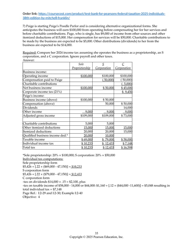 Test Bank For Pearson’s Federal Taxation 2025 Individuals, 38th Edition ...
