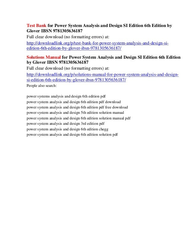 Power System Analysis And Design 6th Edition Solution Manual blogger.com - Free Download systems analysis and design 6th edition pdf download