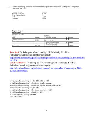 Test bank for principles of accounting 12th edition by needles | PDF