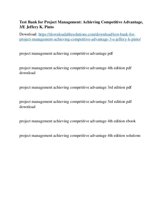 project management achieving competitive advantage 4th edition pdf download