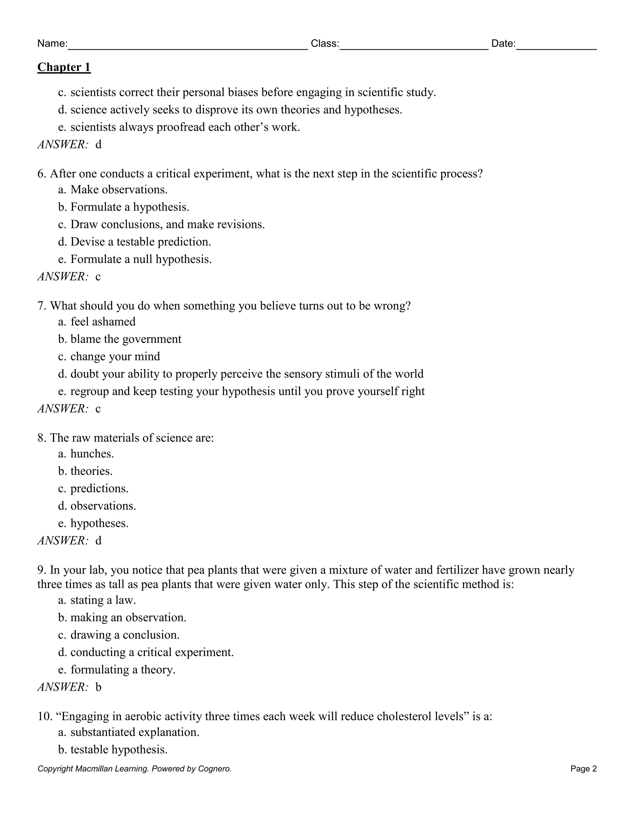 test bank What Is Life A Guide to Biology with Physiology, 5e Jay