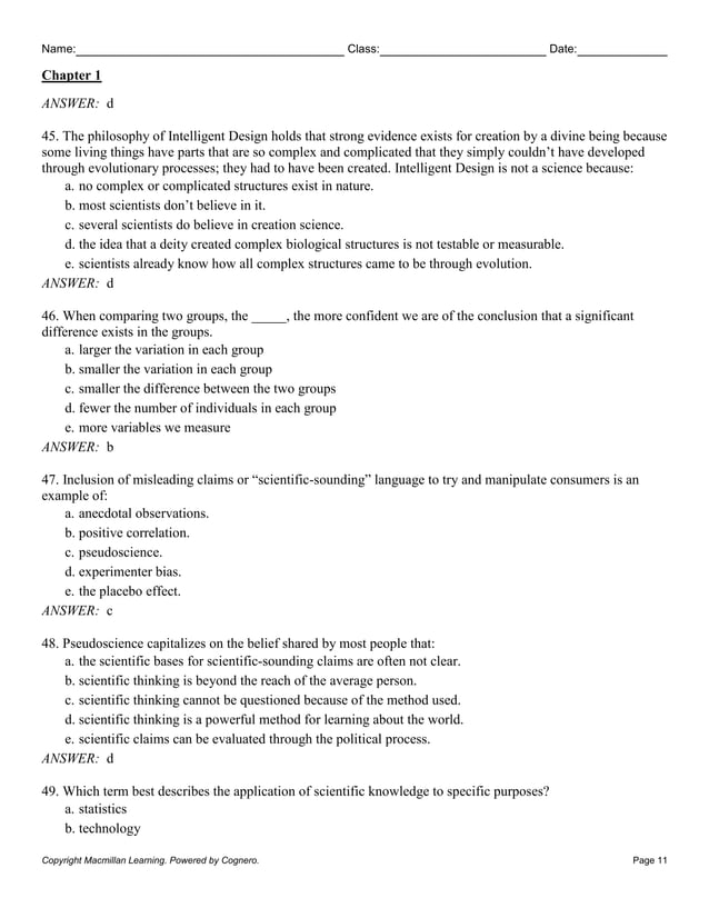 test bank What Is Life A Guide to Biology with Physiology, 5e Jay