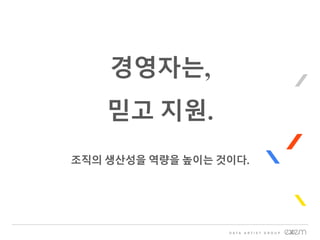 경영자는,
믿고 지원.
조직의 생산성을 역량을 높이는 것이다.
 