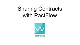 Sharing Contracts
with PactFlow
pactflow.io
 