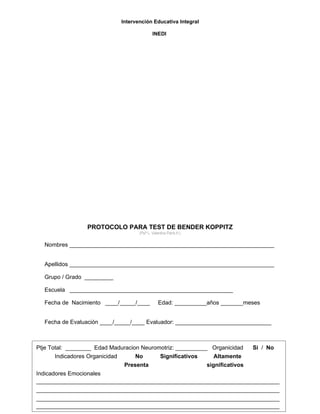 Test bender sustento practico