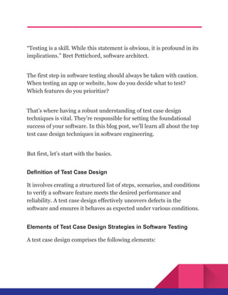 Test Case Design Techniques in Software Testing_ Elements, Types, and ...