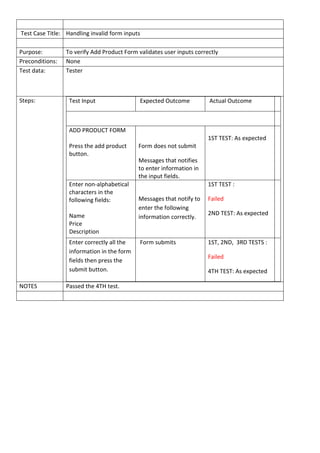 Example of Test cases | PDF