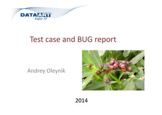 Test case and BUG report
Andrey Oleynik
2014
 