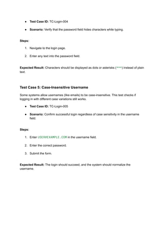 Login Page Test Scenarios for QA Engineers | PDF
