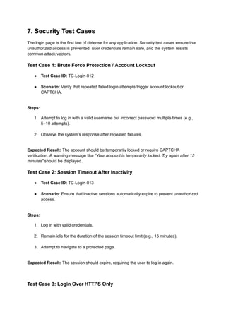 Login Page Test Scenarios for QA Engineers | PDF