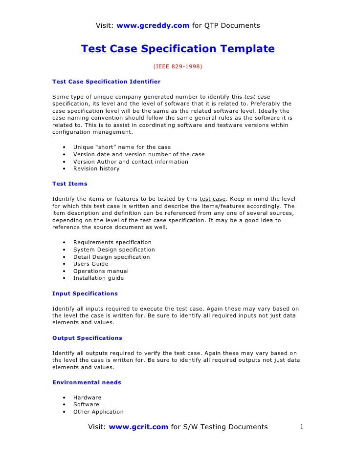 Visit Www Gcreddy Com For Qtp Documents Test Case Specification Visit Www Gcreddy Com For Qtp Documents Test Case Specification