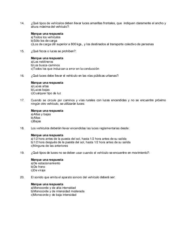 Preguntas Y Respuestas Para Examen De Conducir Clase B Variaciones Clase