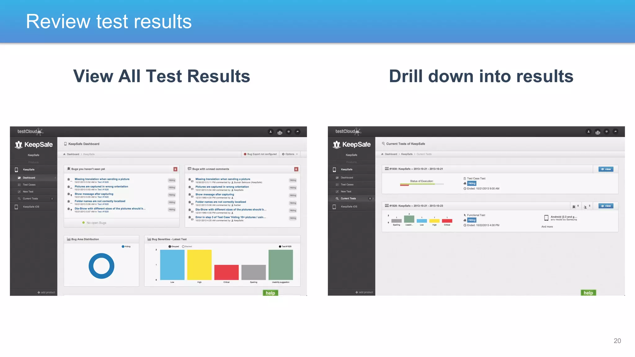 Review test results
View All Test Results

Drill down into results

20

 