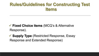 Test Construction Guidelines Test construction | PPTX