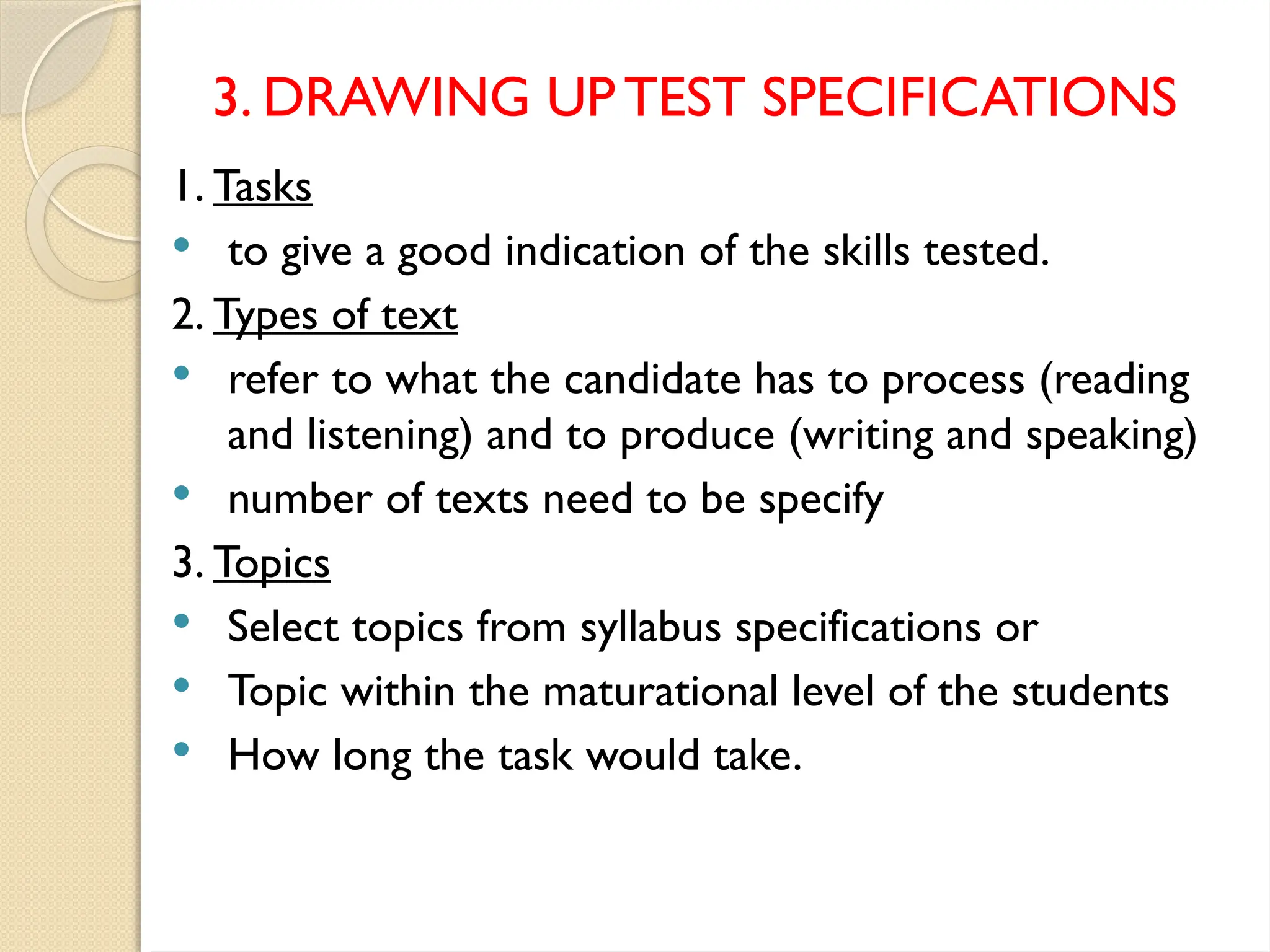 Test Construction, drawing up test Specifications. | PPTX