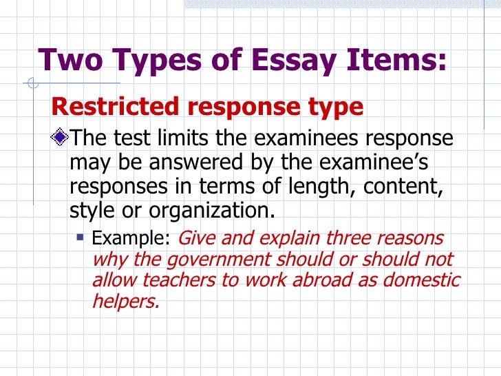 what is essay restricted and non restricted