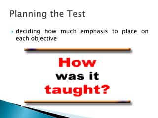  deciding how much emphasis to place on
each objective
 