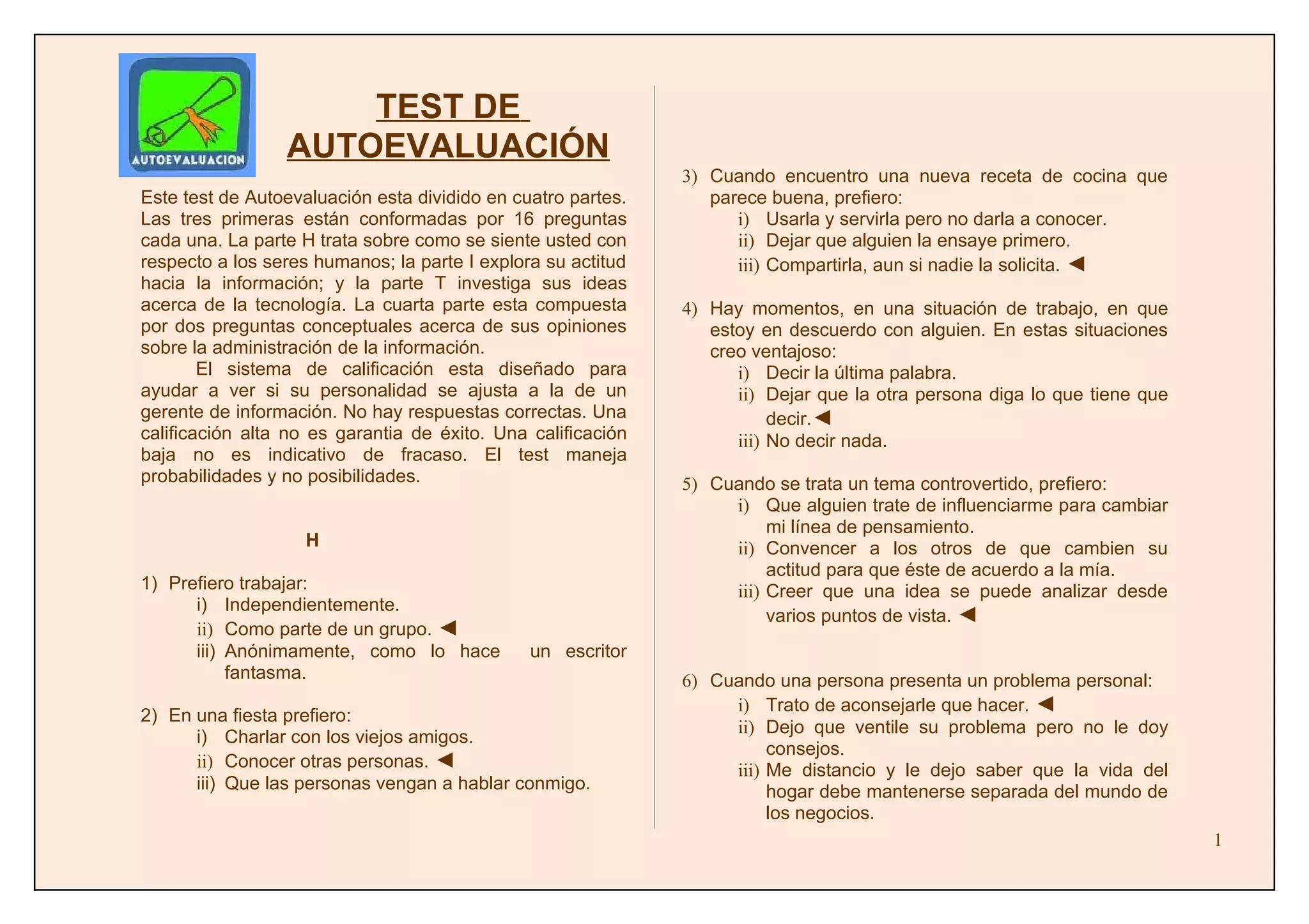 Test de autoevaluacion | DOC