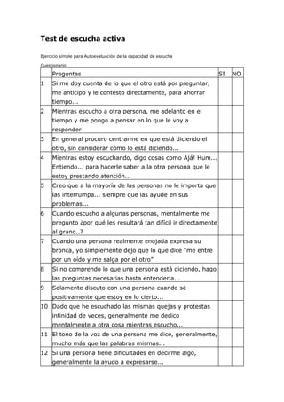 Test de escucha activa | DOCX