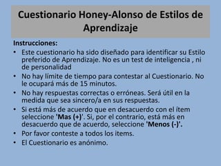 Test de Estilos de Aprendizaje de Alonso y Honey (Activo, Teórico ...