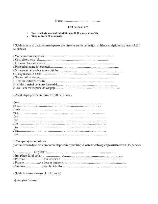 Test de evaluare_7 romana