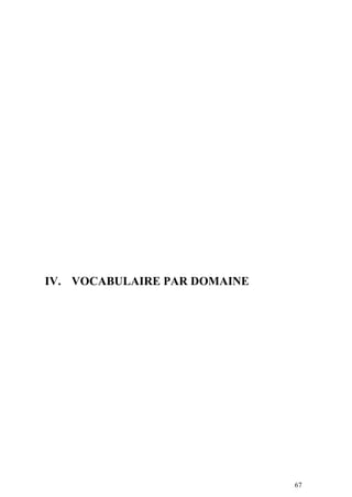 67
IV. VOCABULAIRE PAR DOMAINE
 