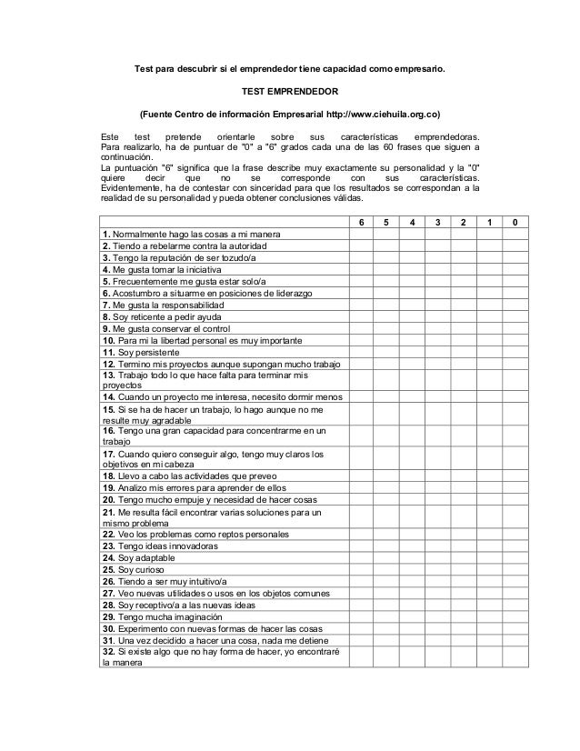 Descubre qu tipo de emprendedor eres TEST interactivo