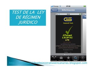 TEST DE LA LEY
   DE RÉGIMEN
    JURÍDICO




http://oposicionesdeadministrativoencanarias.blogspot.com/
http://oposicionesdeadministrativoencanarias.blogspot.com/
 