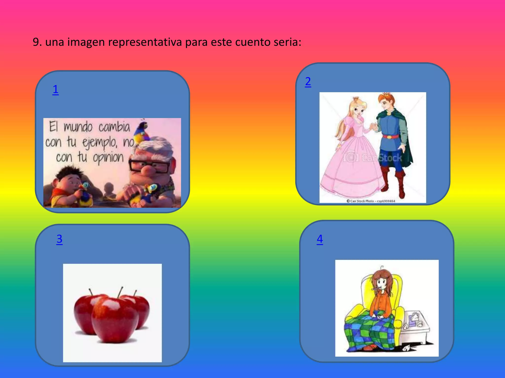 9. una imagen representativa para este cuento seria:

1

3

2

4

 