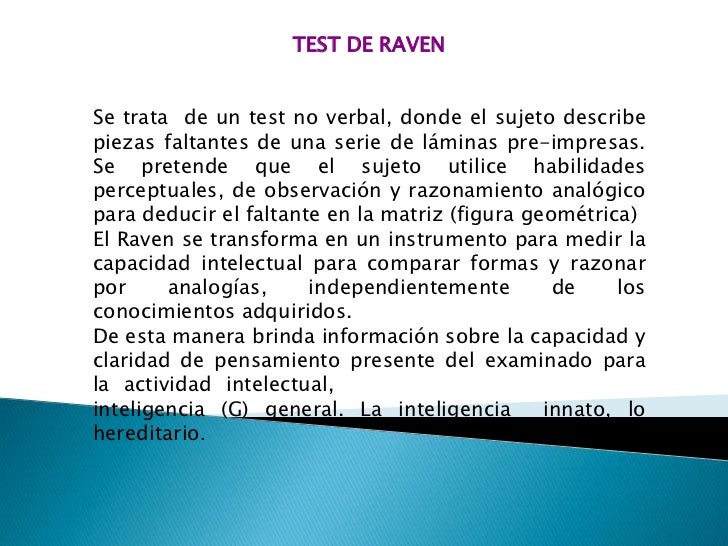 Test de raven. escalas progresivas