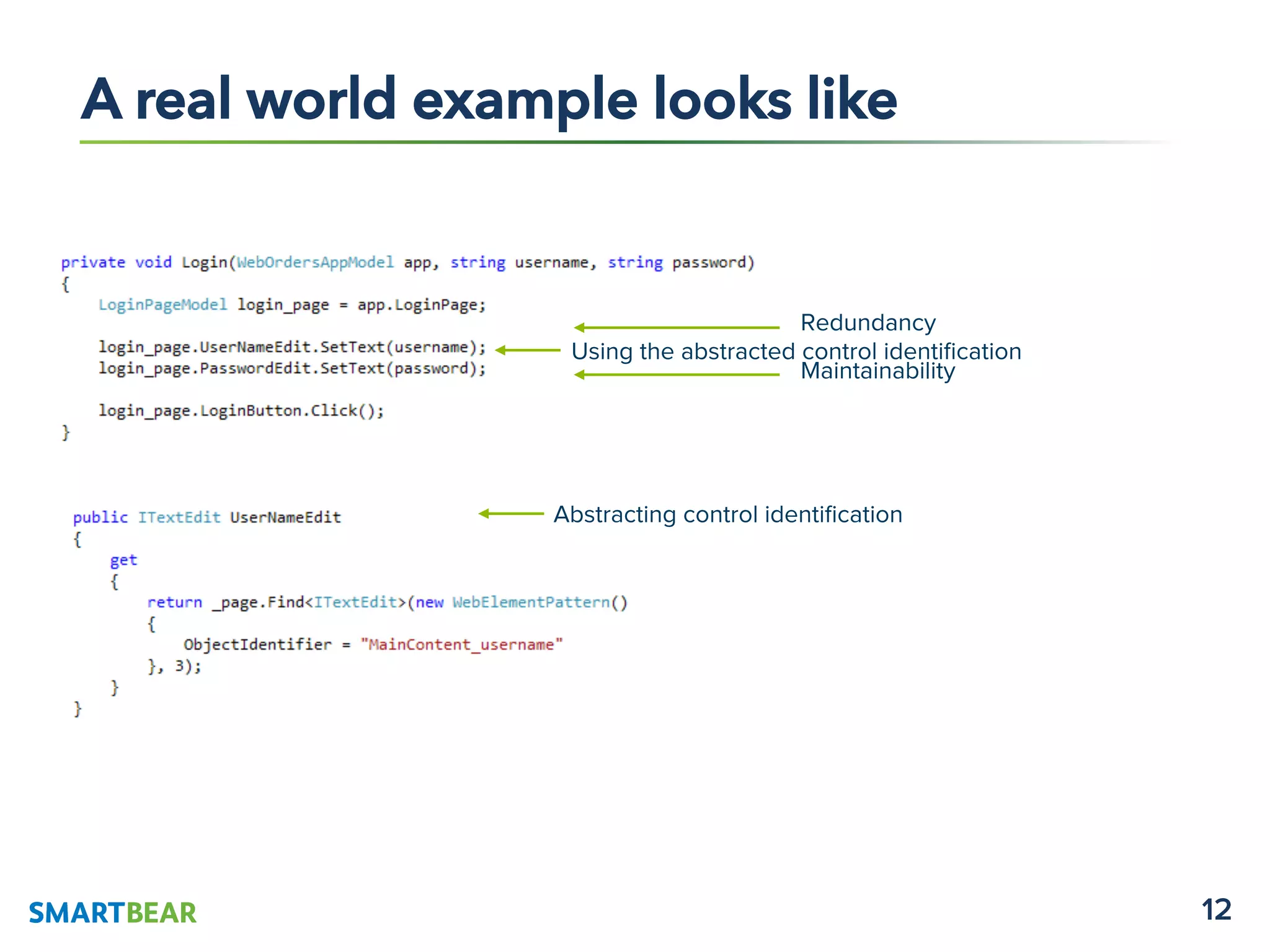 12
A real world example looks like
Redundancy
Maintainability
Abstracting control identification
Using the abstracted control identification