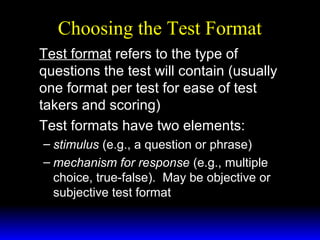 Test Formation Example Test development | PPT